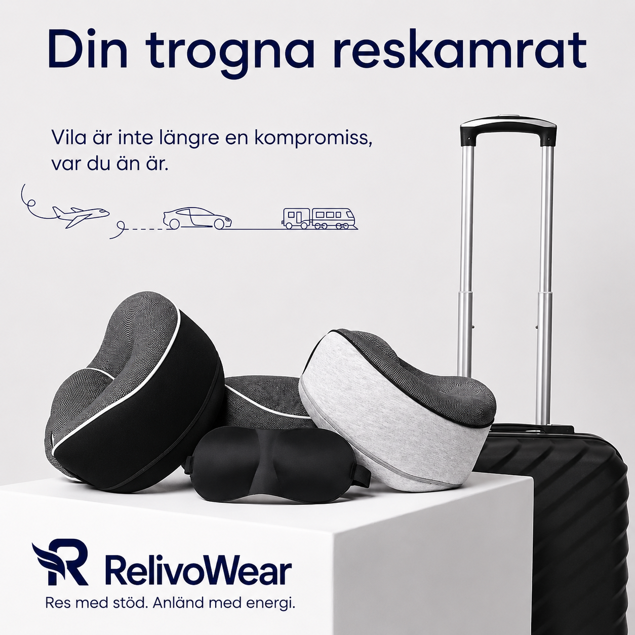 Relivowear CloudRest™ Ergonomisk resekudde med 360° nackstöd för flyg, tåg och bilresor.